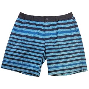 The North Face Hybrid Shorts Mens 40 Navy Striped Hidden Drawstring Lightweight